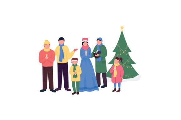 Christmas Carollers Flat Characters