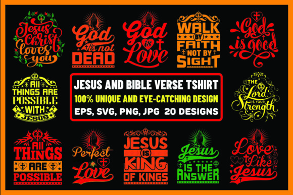 Jesus and Bible Verse T-Shirt Design Bundle
