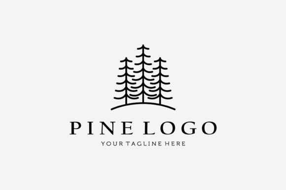 Minimalist Flat Pine Tree Forest Logo