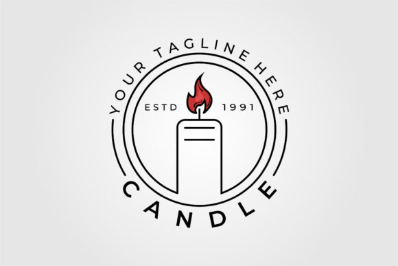 Simple Minimalist Candle Line Art Logo