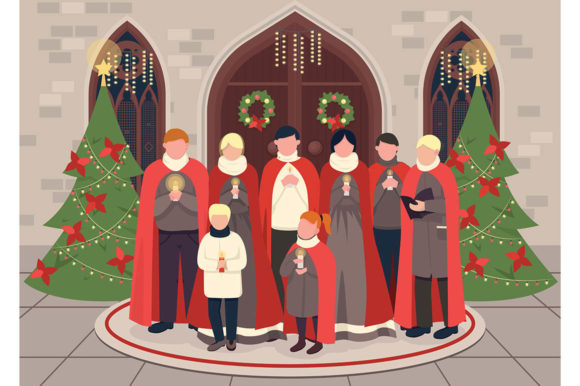 The Christmas Carol Choir Flat Illustration: A Modern Take on a Timeless Tradition