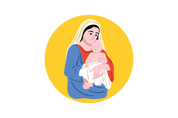 The Virgin Mary Holding Baby Jesus Sticker