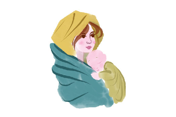 Watercolor Jesus & Virgin Mary Art